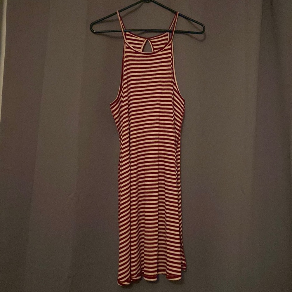 Red and white striped dress